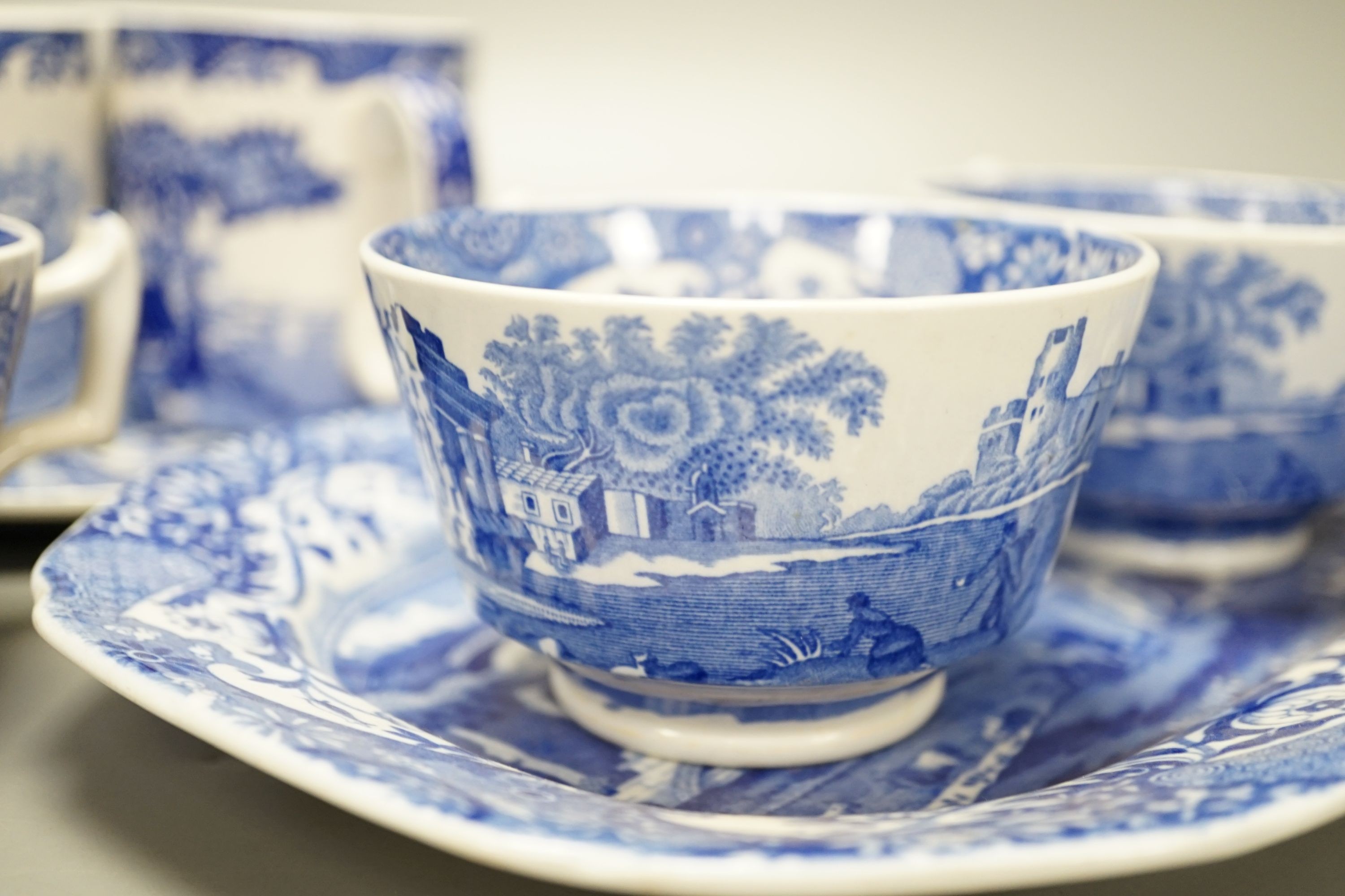 A quantity of Spode Italian blue and white breakfast wares